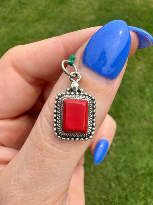 Sterling Silver Coral Charm Pendant