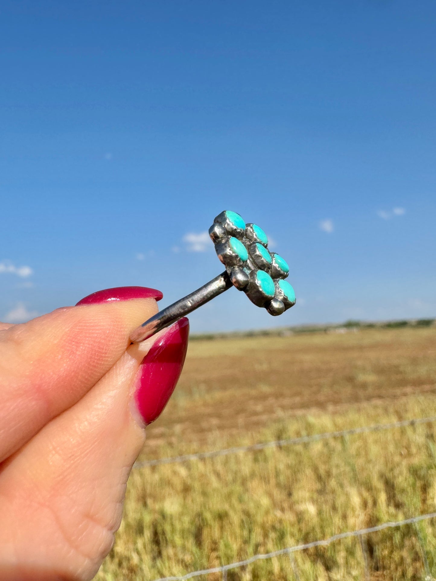 Sterling Silver Turquoise Flower Ring