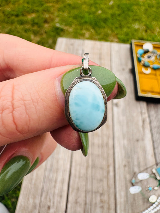 Vintage Sterling Turquoise Charm Pendant