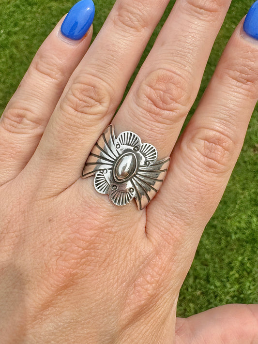 Western Sterling Silver Bow Tie Concho Ring