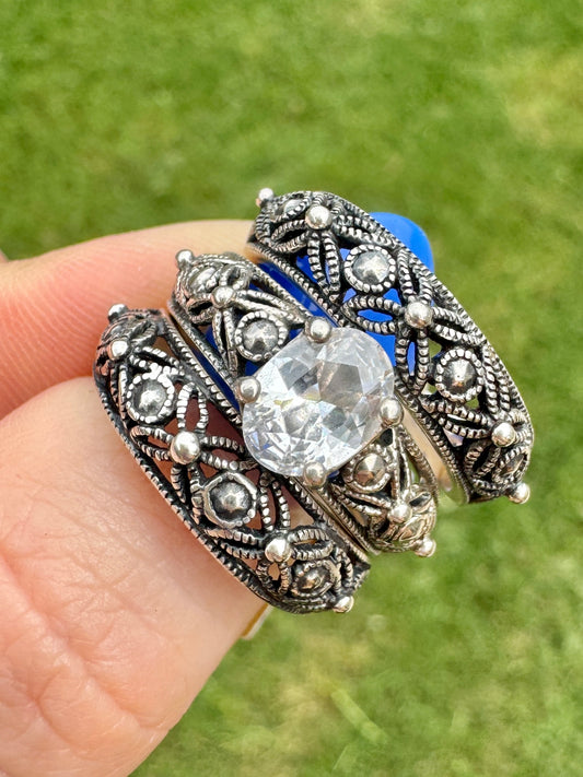 Southwestern Sterling and CZ Matching Ring Set