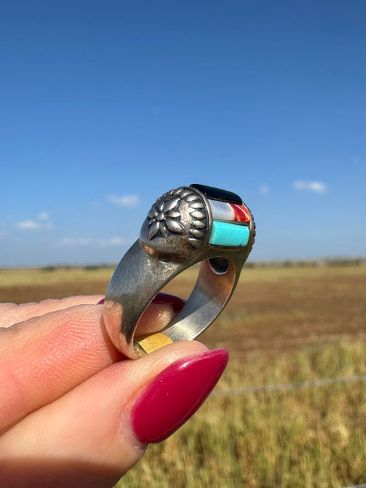 Handmade Sterling Multi-Stone Dome Ring