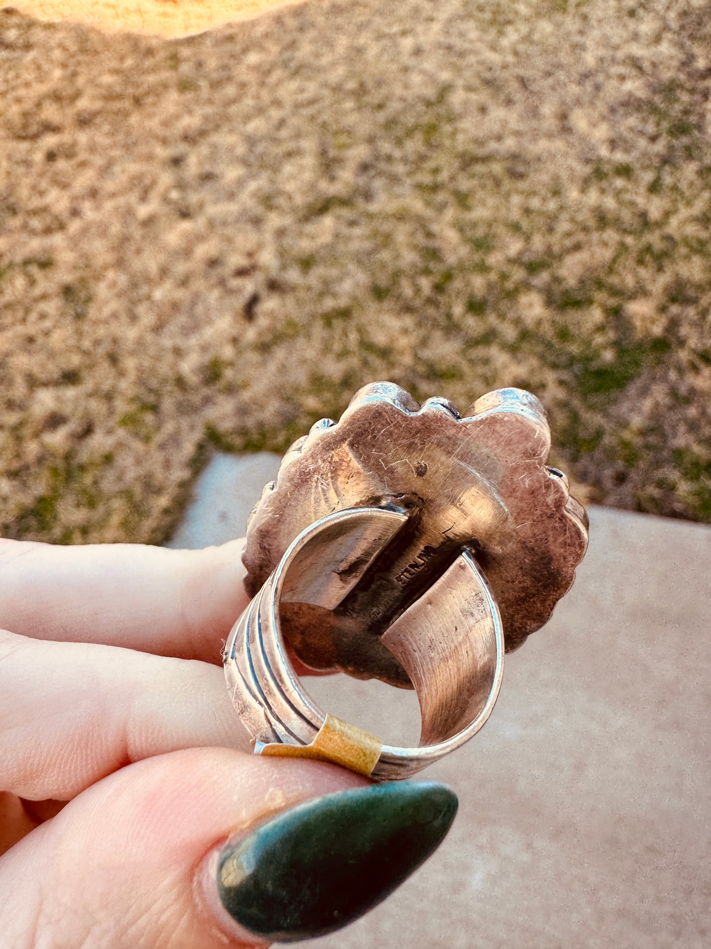 Sterling Silver Mother of Pearl and Spiny Oyster Cluster Ring