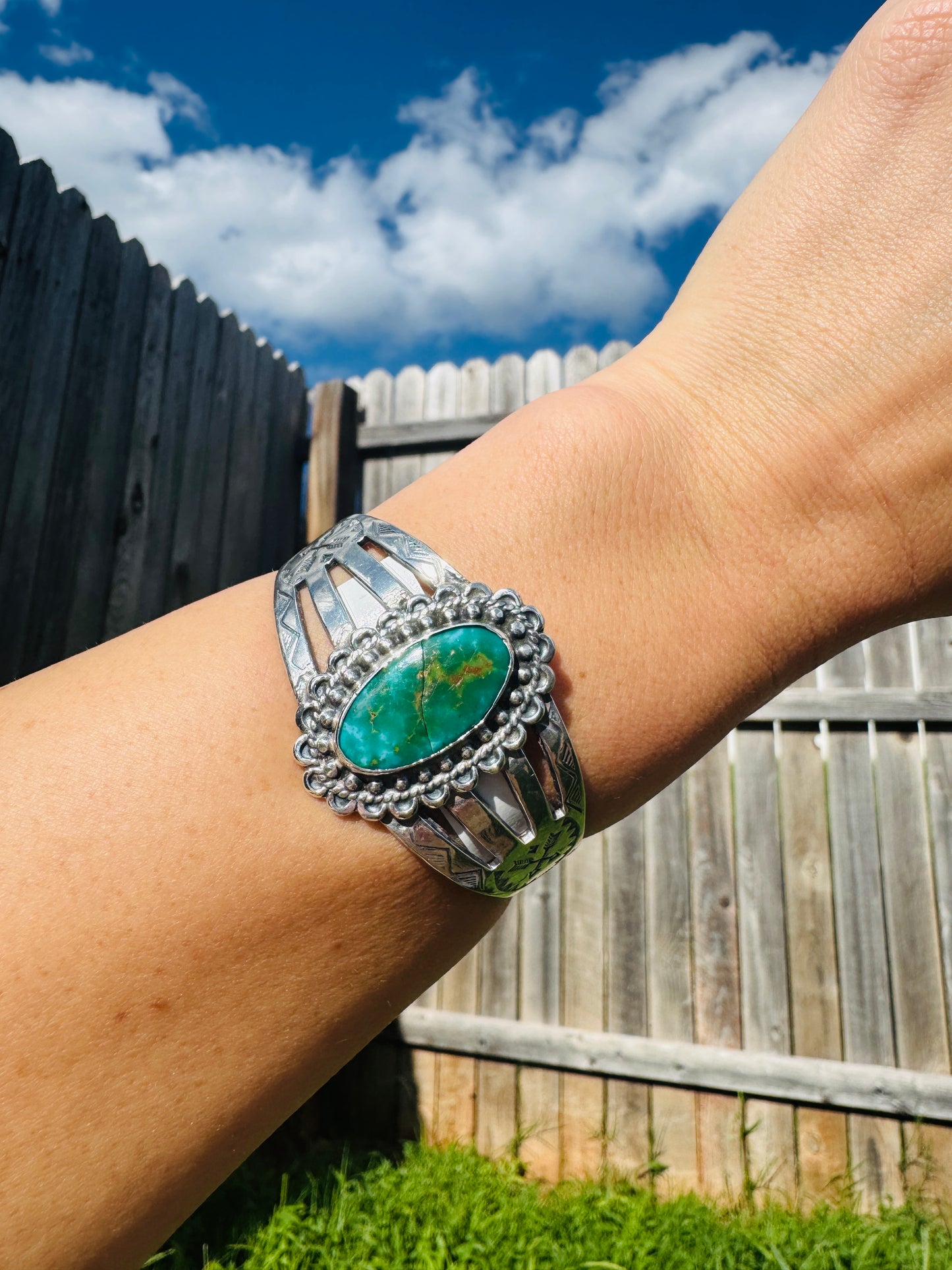 Vintage Sterling Silver Turquoise Cuff Bracelet