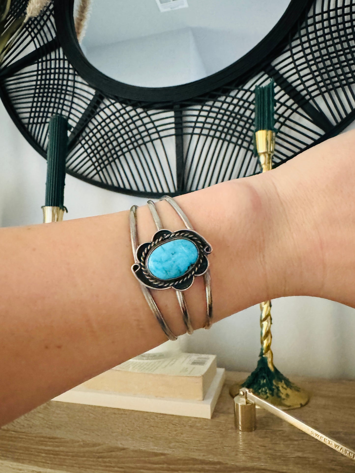 Vintage Sterling Silver Turquoise Cuff Bracelet