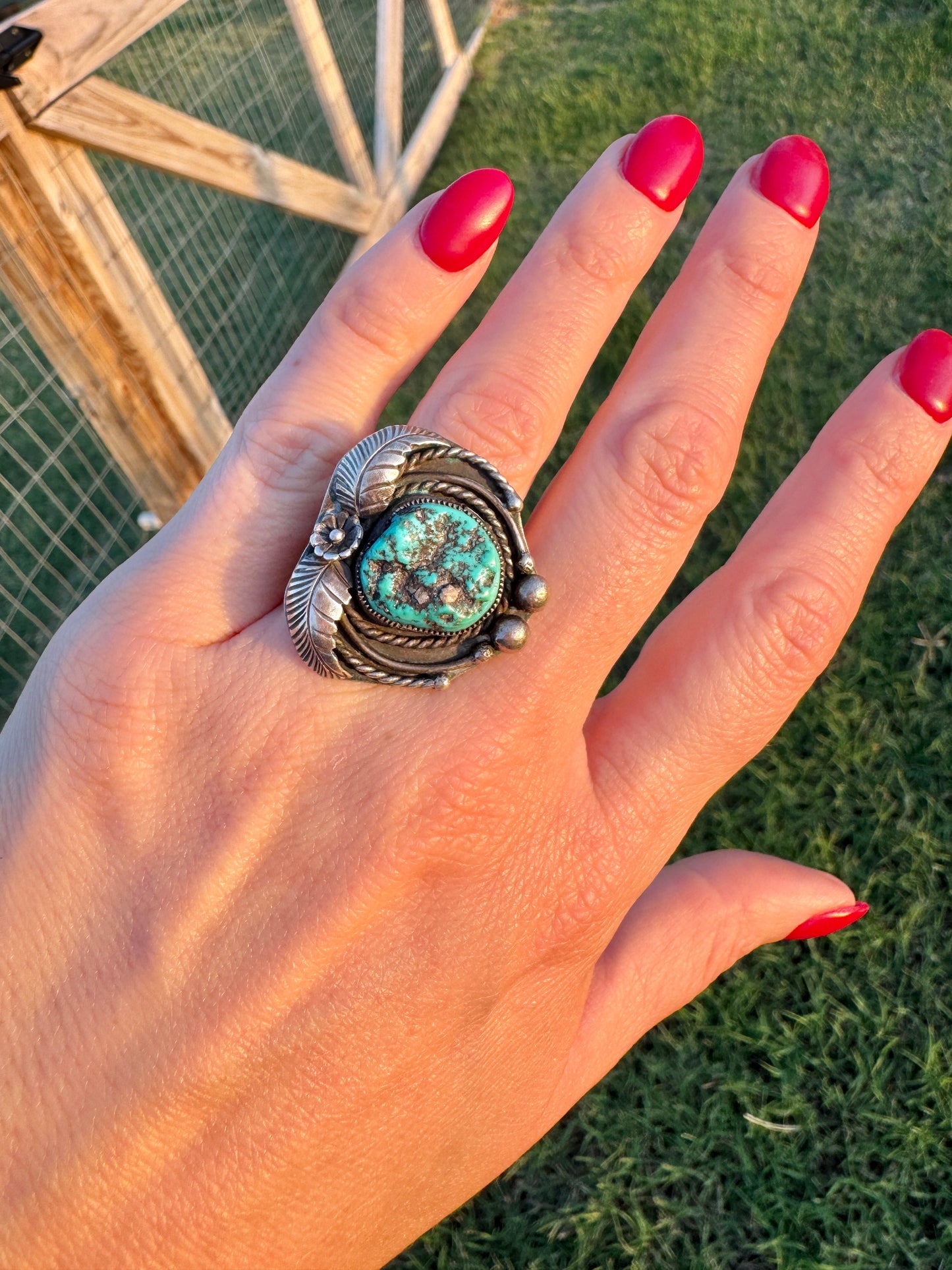 Vintage Handmade Sterling Turquoise Ring