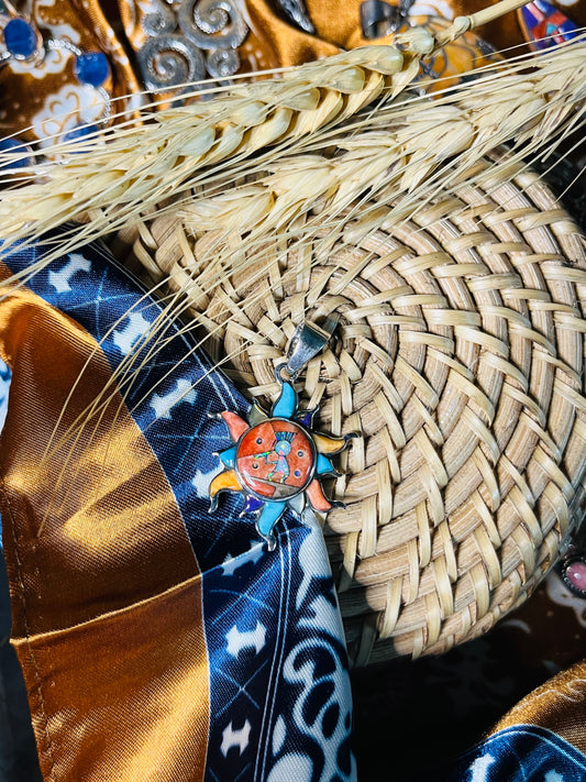 Sterling Silver Multi-Stone Sun Pendant