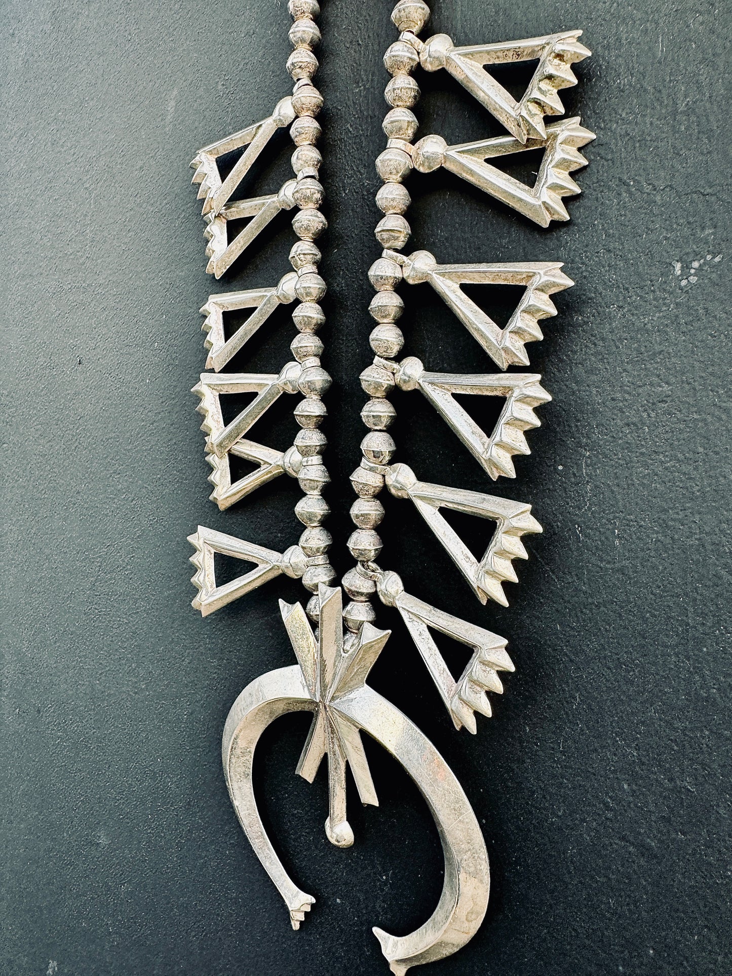 AMAZING Vintage Sterling Silver Heavy Genuine Navajo Squash Blossom