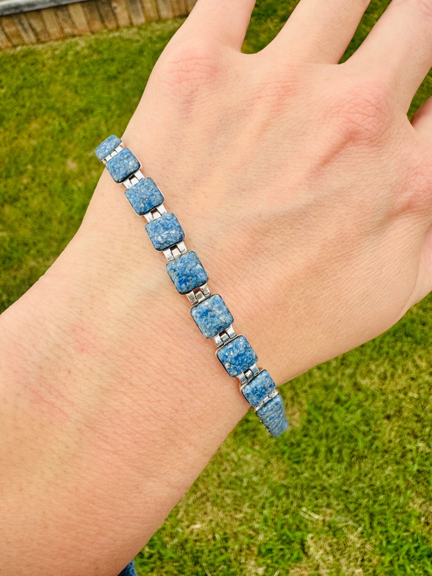 Sterling Silver Double Sided Blue Lapis Western Bracelet