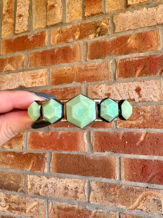 Sterling Silver Green Agate Cuff Bracelet