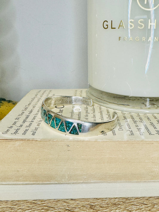 Vintage Sterling Silver Turquoise Cuff Bracelet
