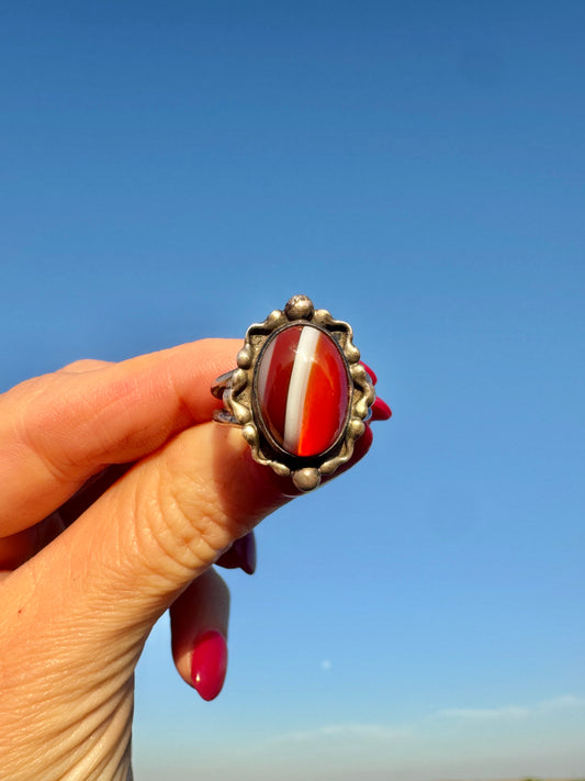 Sterling Silver Red Agate Ring