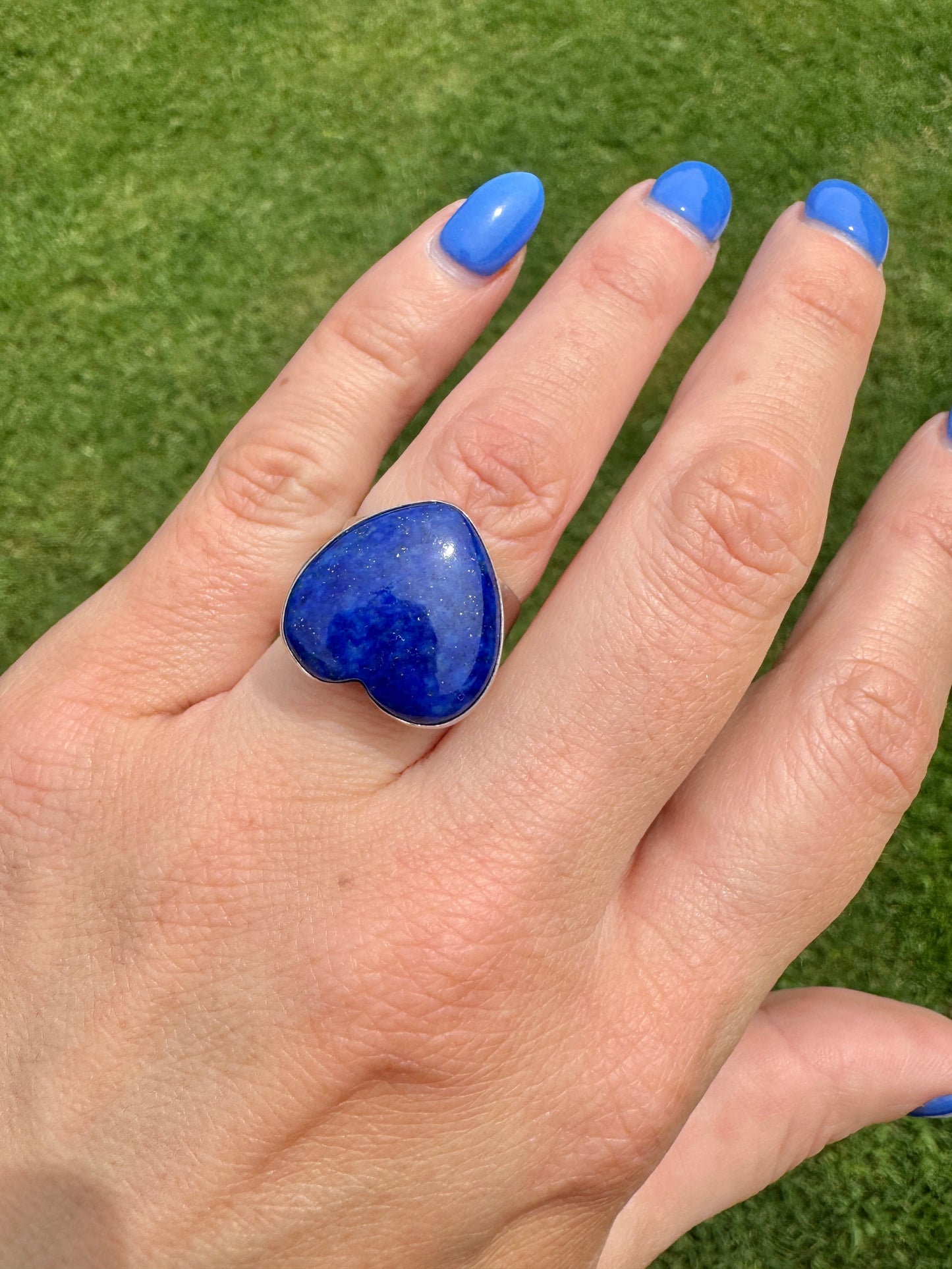 Vintage Sterling Silver Blue Lapis Heart Ring