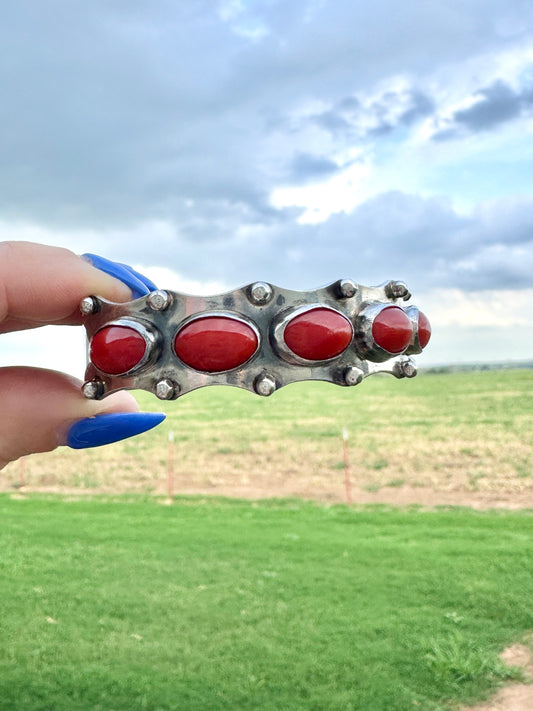 Sterling Silver Coral Cuff Bracelet