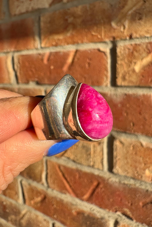 Sterling Silver Pink Agate Ring