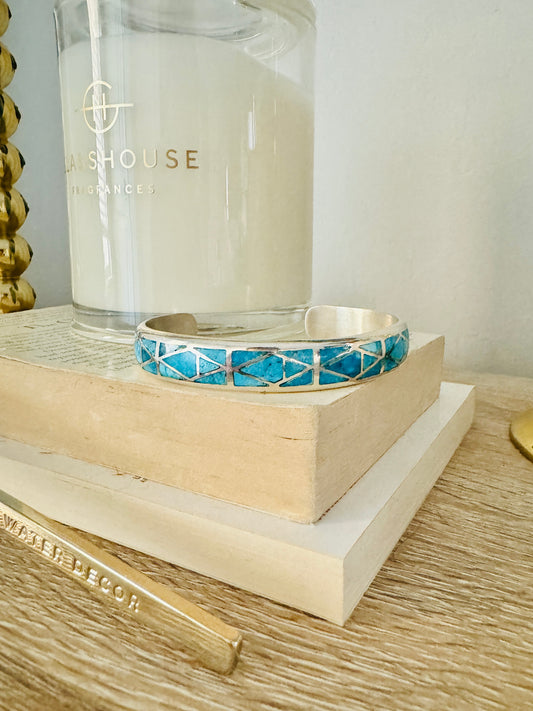 Sterling Silver Turquoise Inlay Cuff Bracelet