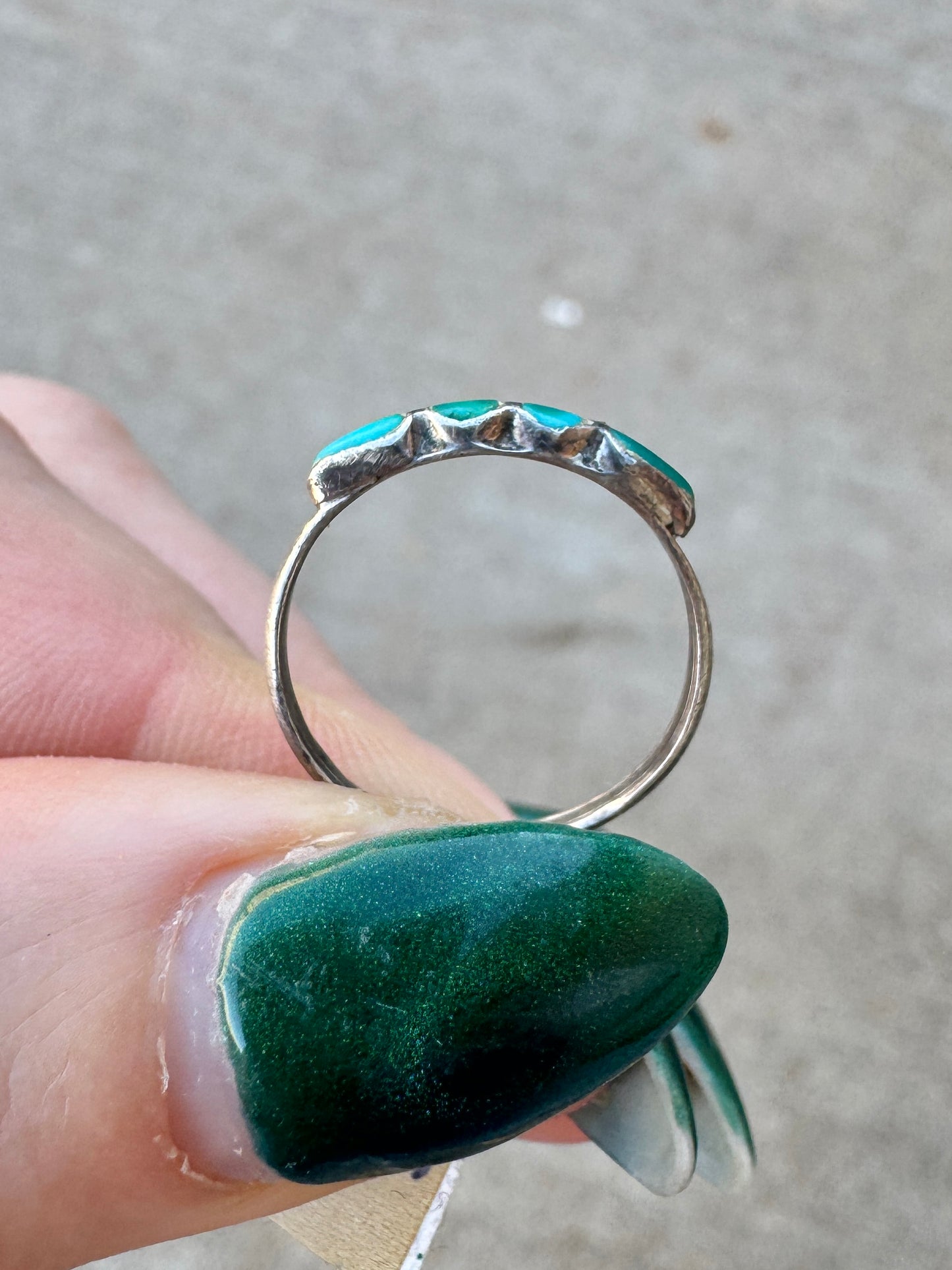 Vintage Dainty Sterling Turquoise Band Ring