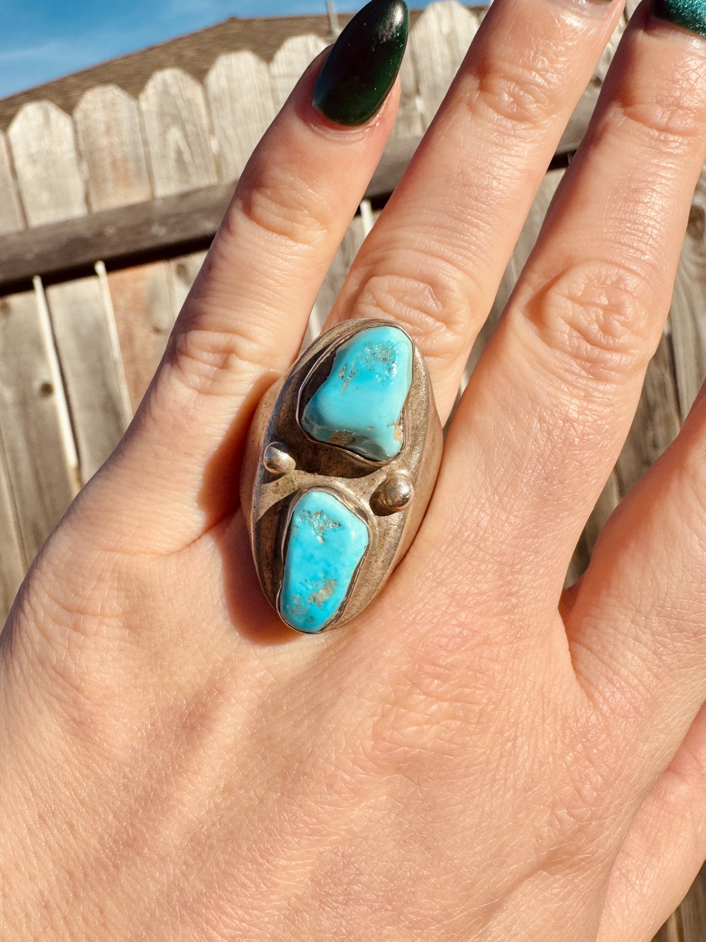 Vintage Sterling Silver Signed Turquoise Ring