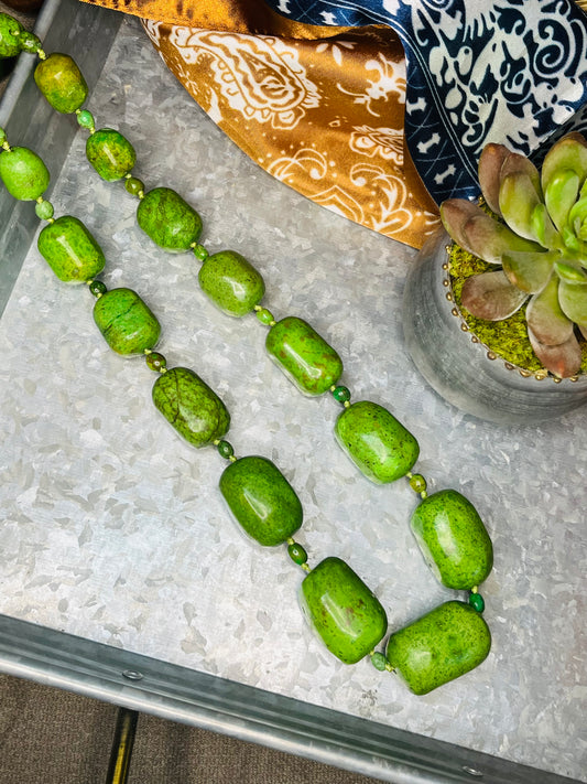 Chunky Green Bead Statement Necklace