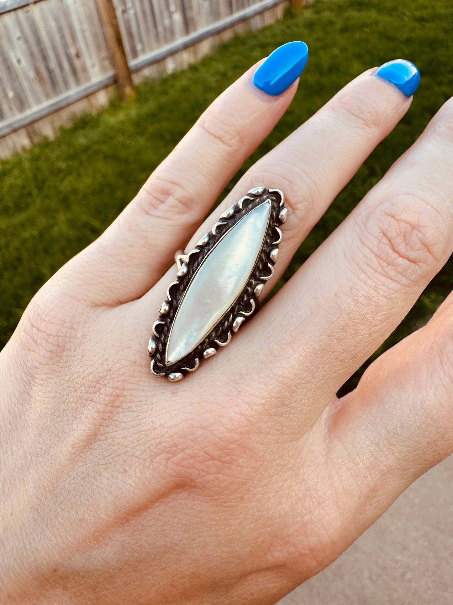 Vintage Sterling Silver Mother of Pearl Ring