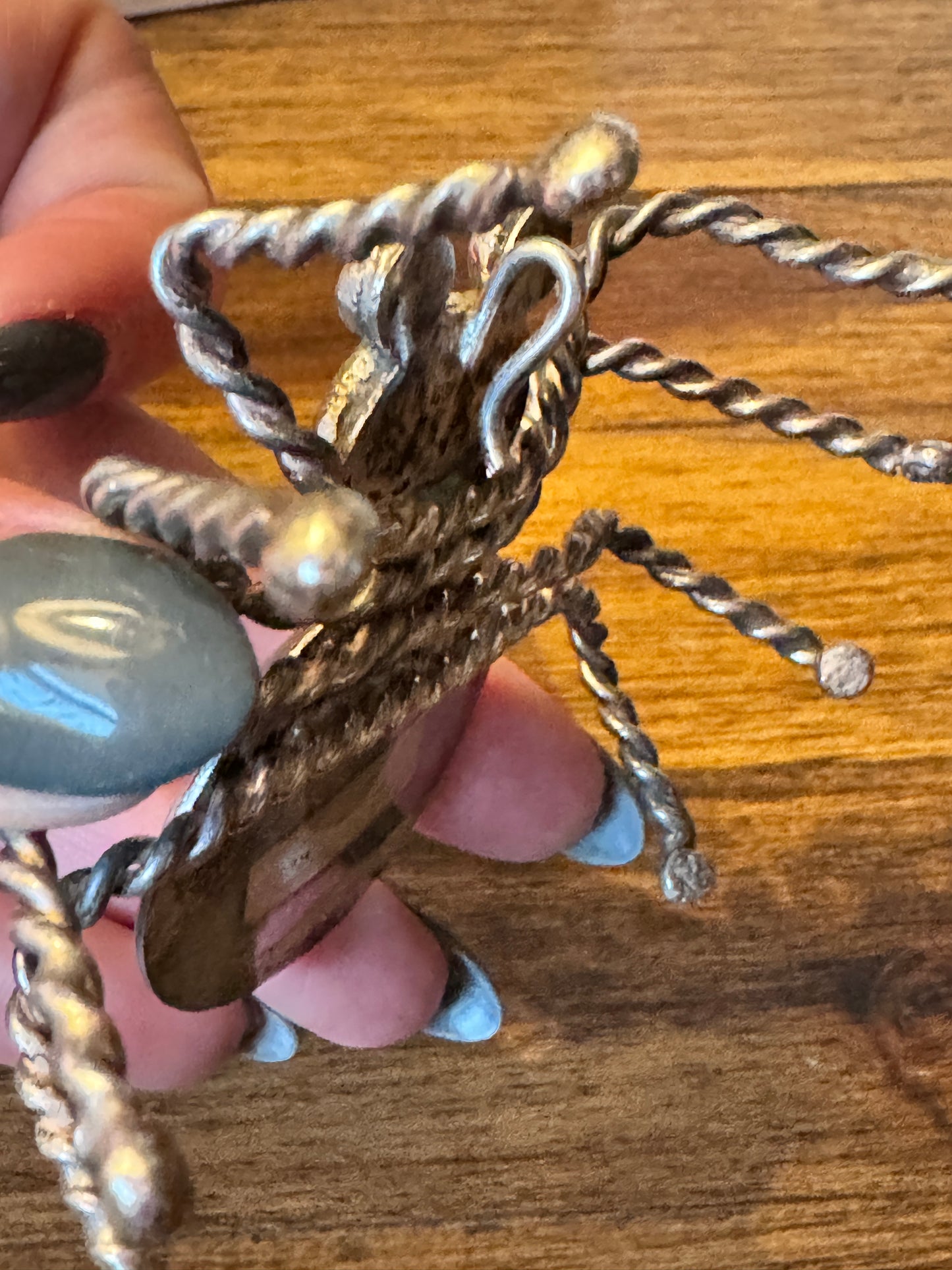 Large Vintage Sterling and Turquoise Spider Pendant Native American