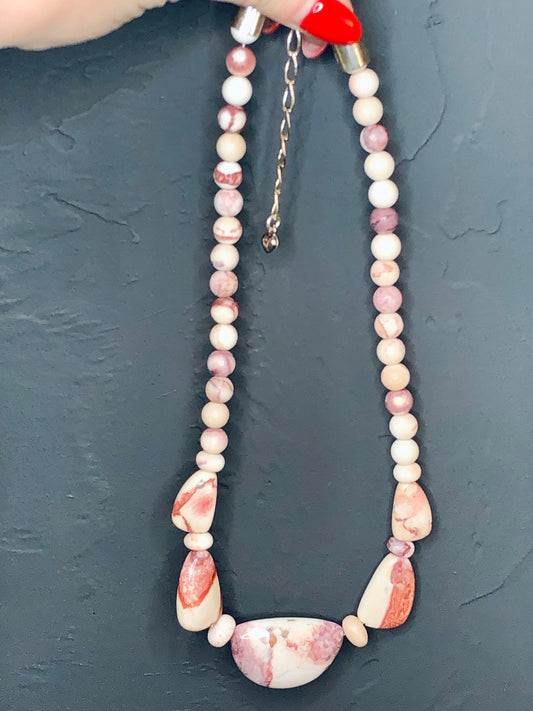 Mookaite Jasper Matching Necklace+Earring Set