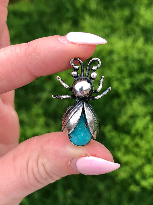 Vintage Sterling Turquoise Bug Brooch/Pin