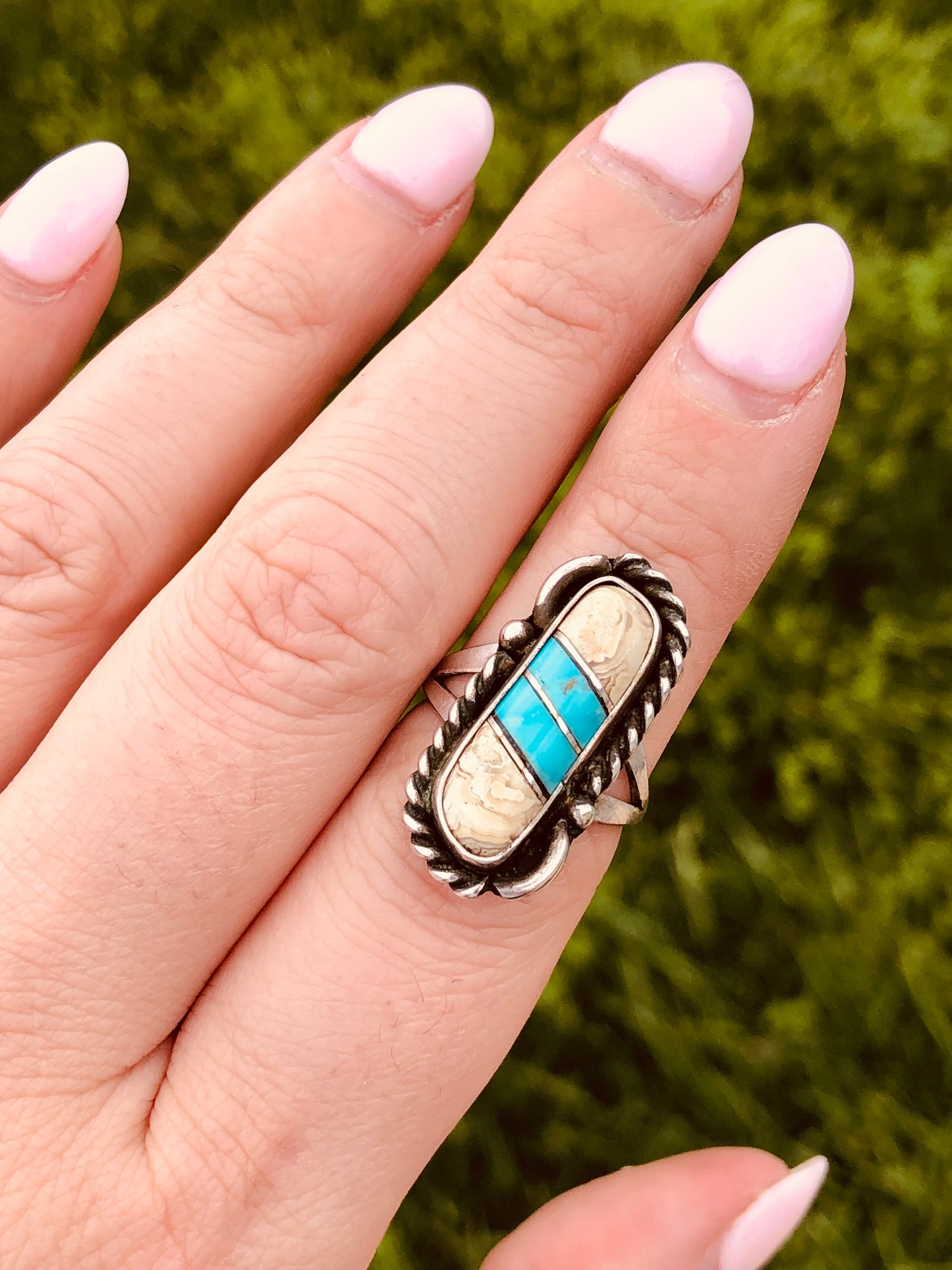 Sterling Turquoise and Jasper Ring
