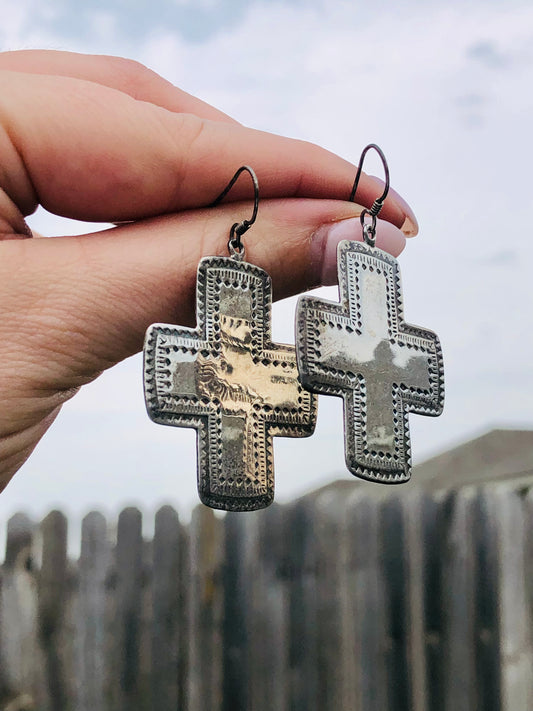 Sterling Silver Cross Earrings