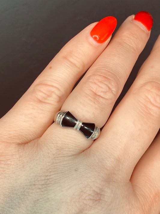 Sterling Black Onyx Bow Ring