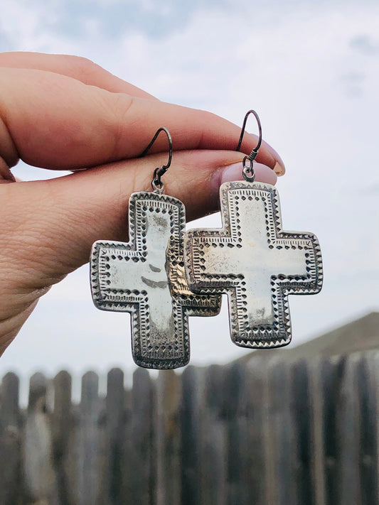 Sterling Silver Cross Earrings