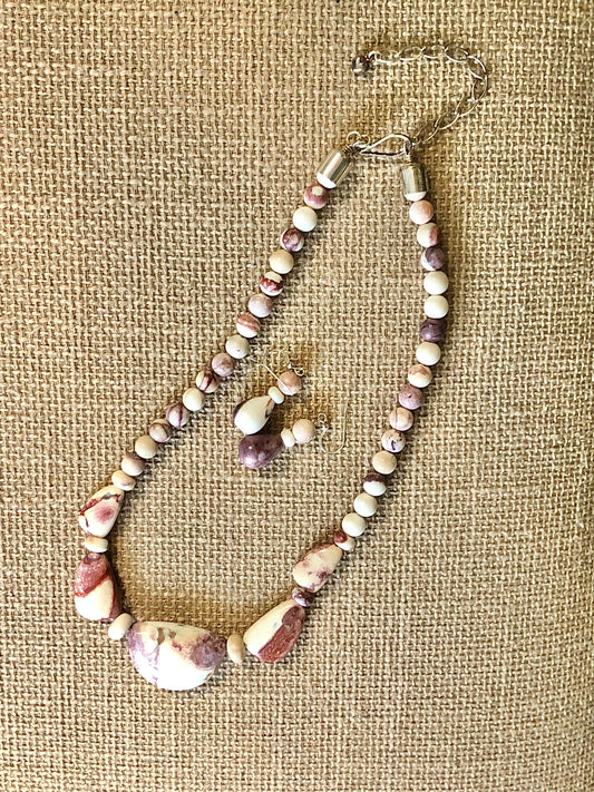 Mookaite Jasper Matching Necklace+Earring Set