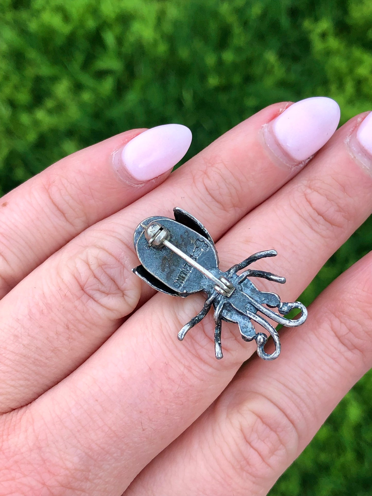 Vintage Sterling Turquoise Bug Brooch/Pin