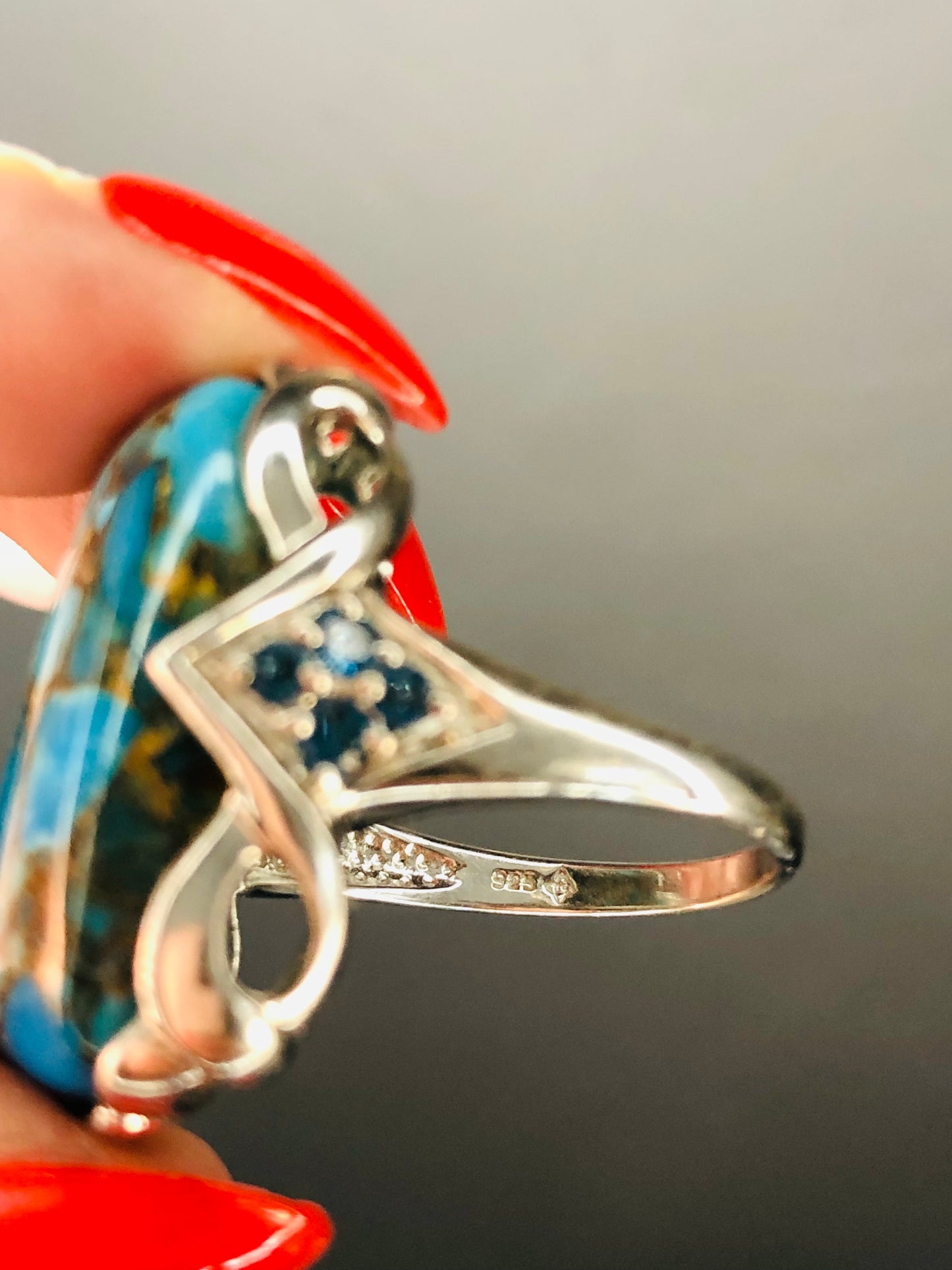 Sterling Silver Turquoise and Blue Topaz Ring