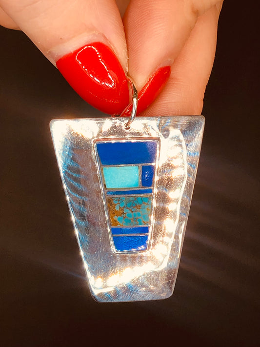 Sterling Turquoise + Lapis Pendant