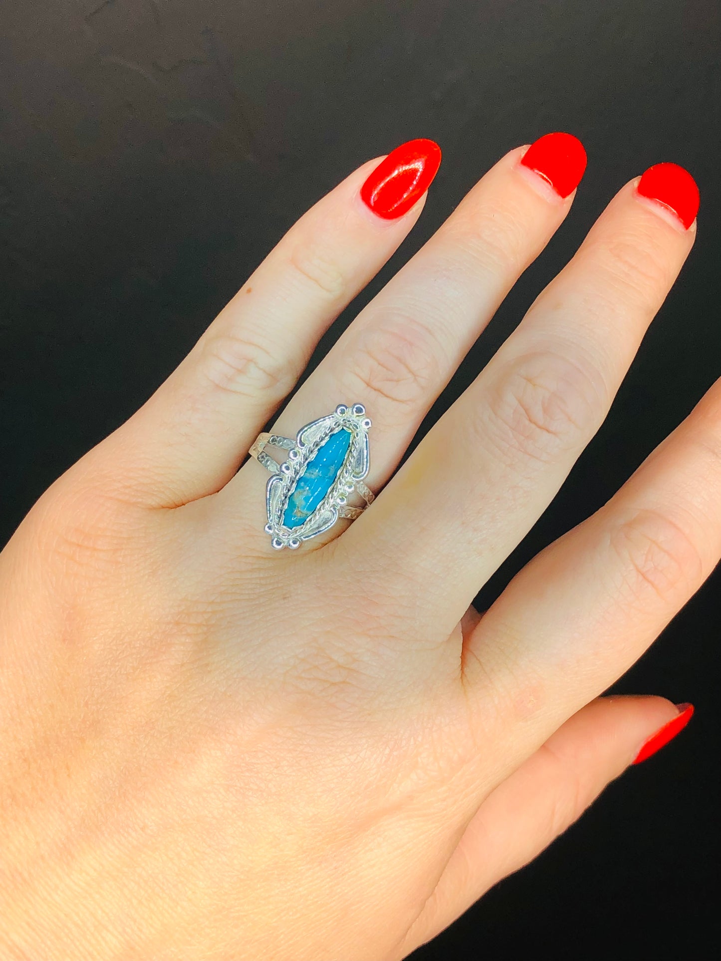 Sterling Silver Turquoise Ring Signed