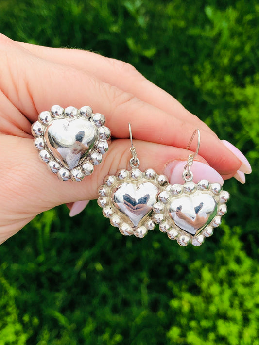 Sterling Silver Heart Matching Set