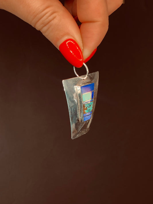 Sterling Turquoise + Lapis Pendant