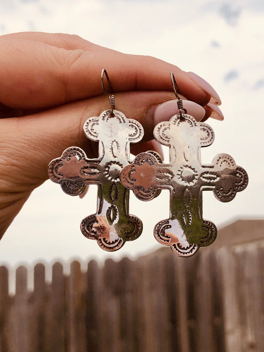 Vintage Sterling Cross Earrings