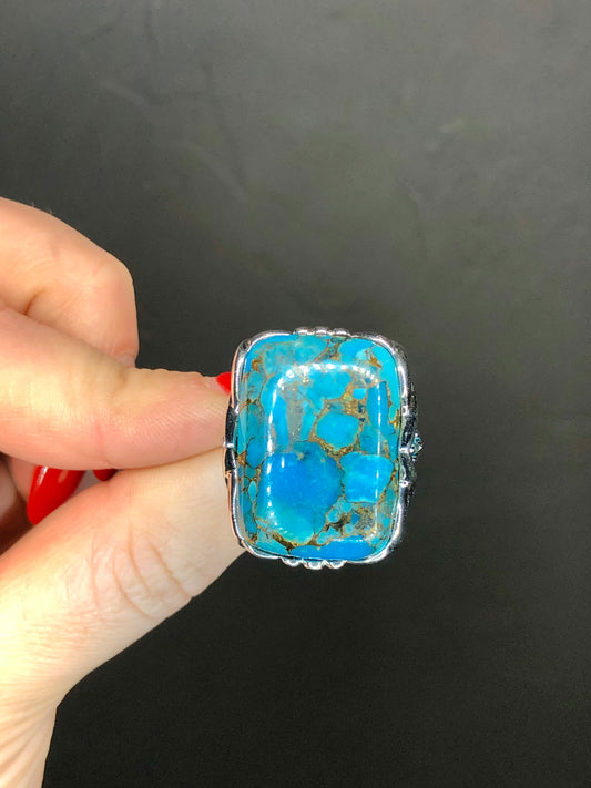 Sterling Silver Turquoise and Blue Topaz Ring