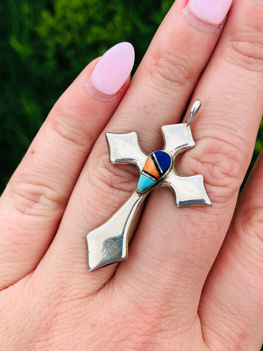 Vintage Aztec Cross Pendant Signed