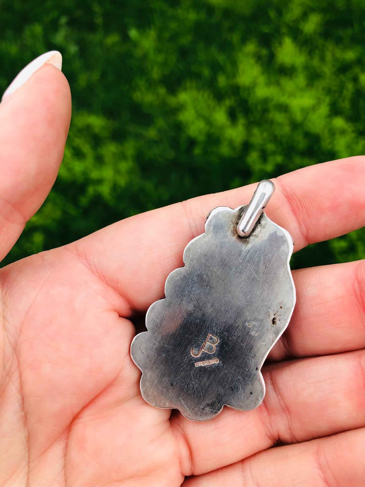 Native American Turquoise Pendant Signed by JB