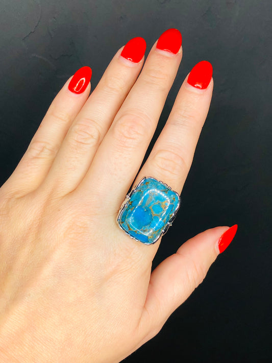 Sterling Silver Turquoise and Blue Topaz Ring