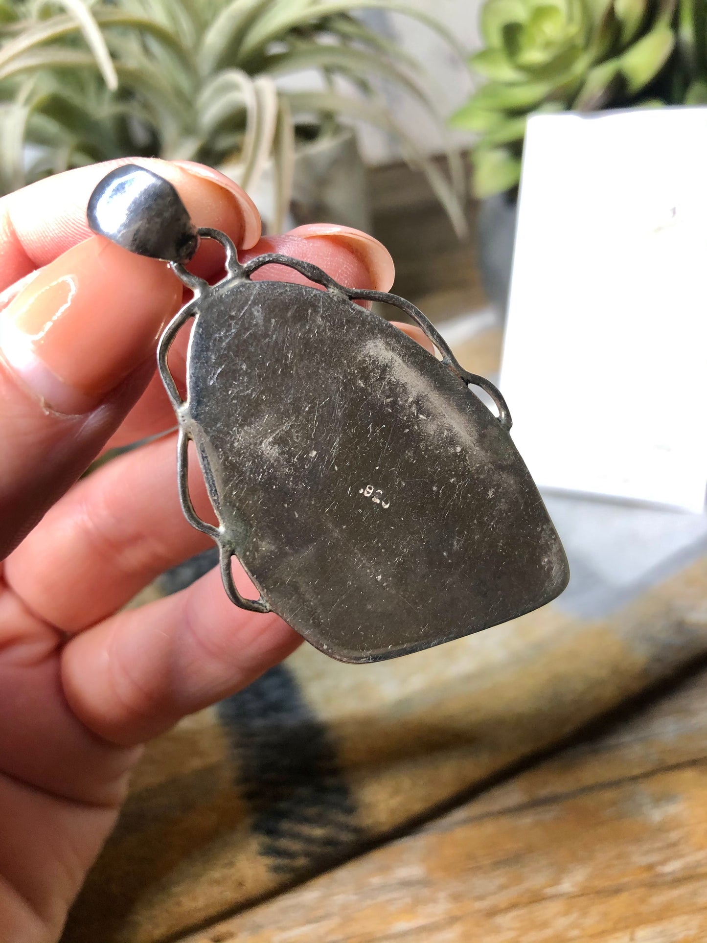 Large Larimar Sterling Blue Agate Pendant