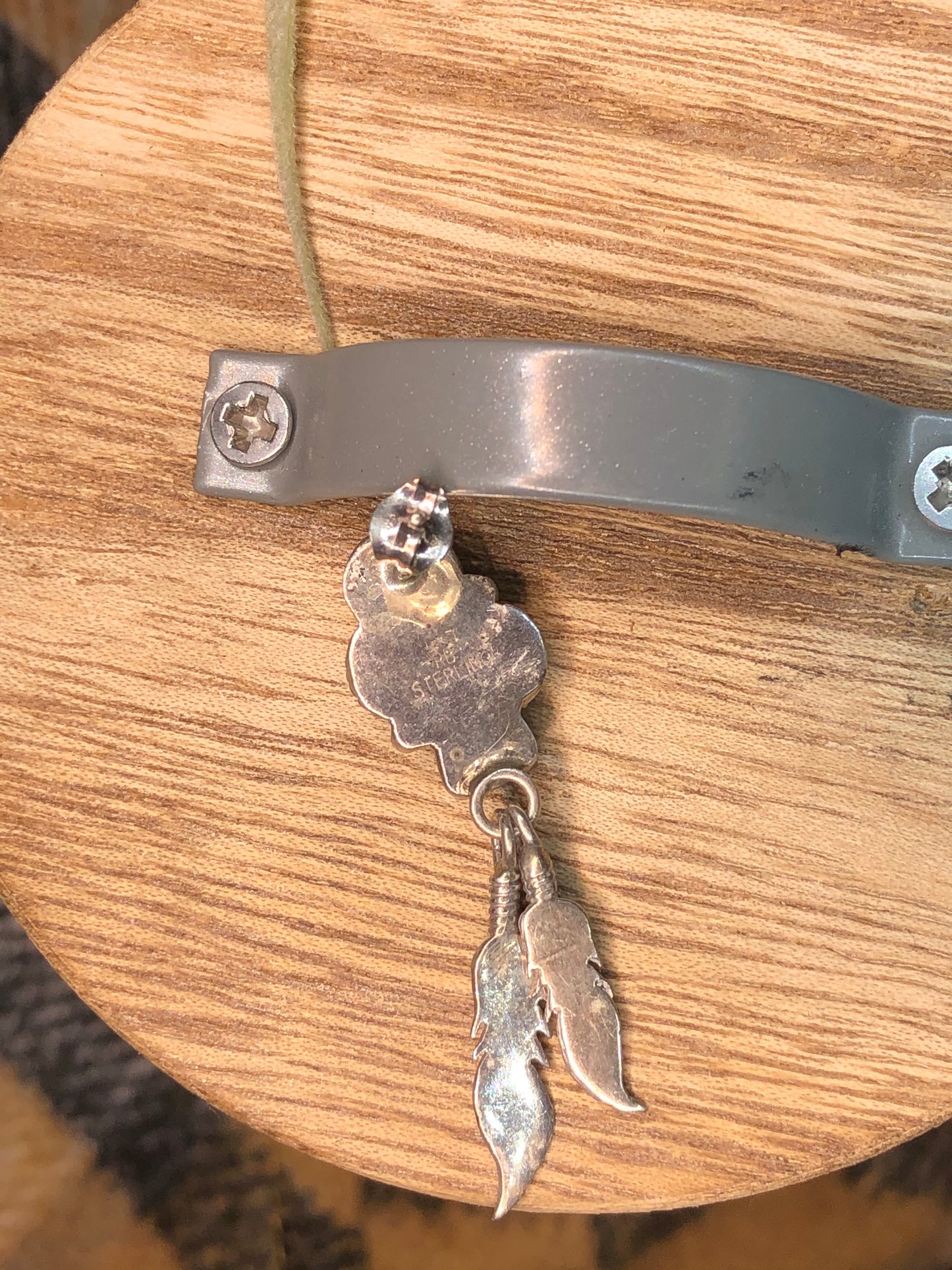 Sterling Feather Earring Signed