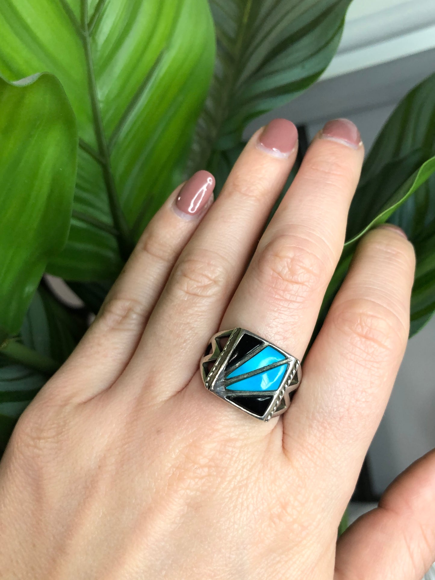 Vintage Sterling Native American Turquoise Bear Claw Ring