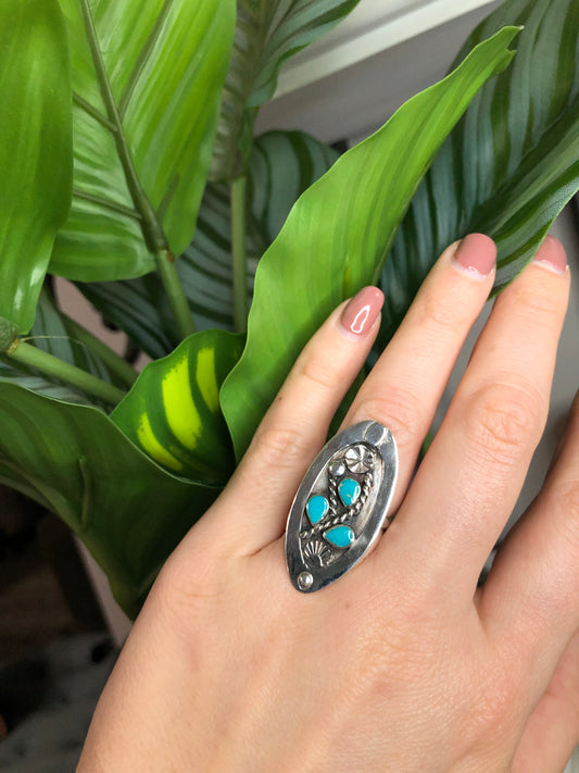 Vintage Sterling Silver Turquoise Ring