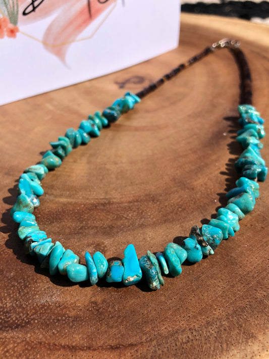Old Vintage Pawn Turquoise Bead + Heishi Necklace