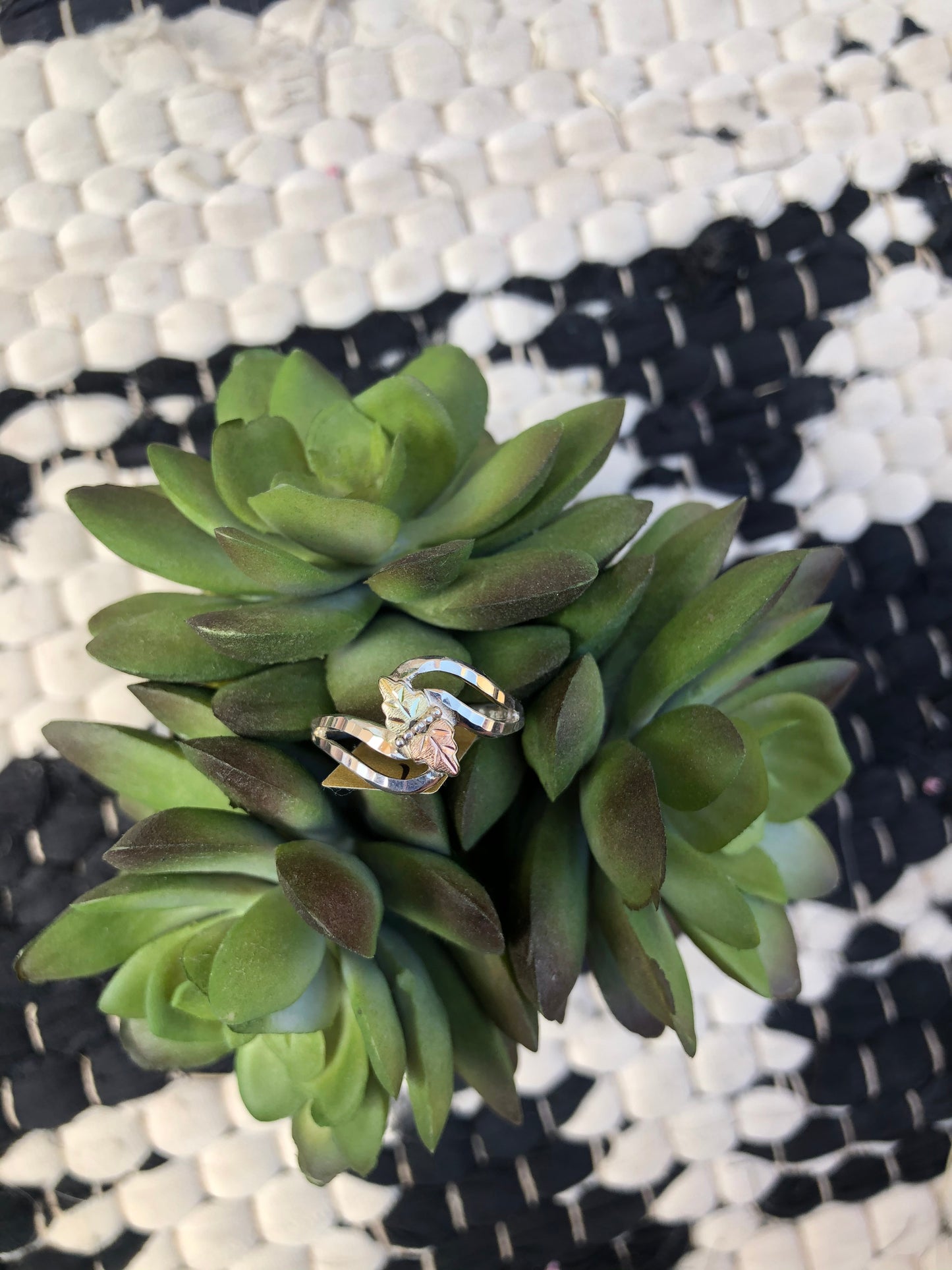 Yellow and Rose Gold Leaf Sterling Silver Ring