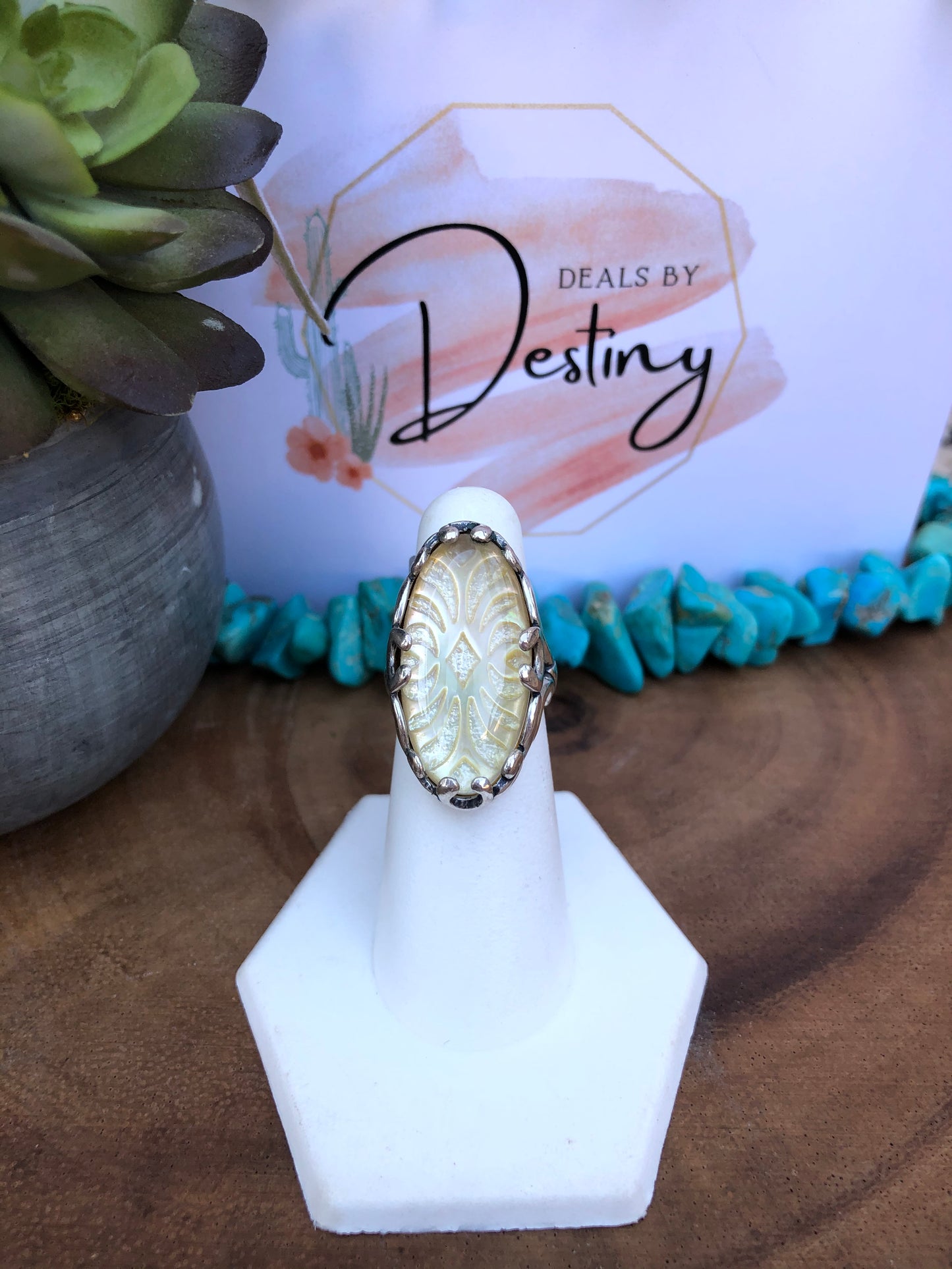 Vintage Sterling Silver Translucent Agate Ring